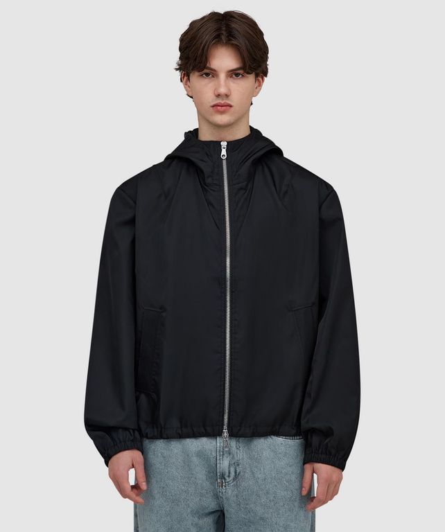 Hooded Nylon Windbreaker - Black - Cole Buxton Jackets
