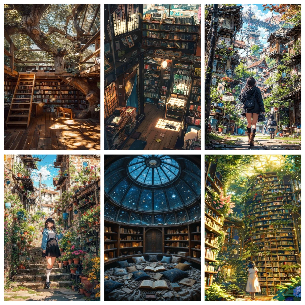 Ohne Rahmen Cartoon Buch Meer Digitales Ölgemälde Familie Freunde Sammeln Handgemalt Home Wanddekoration Geburtstagsgeschenk Archit