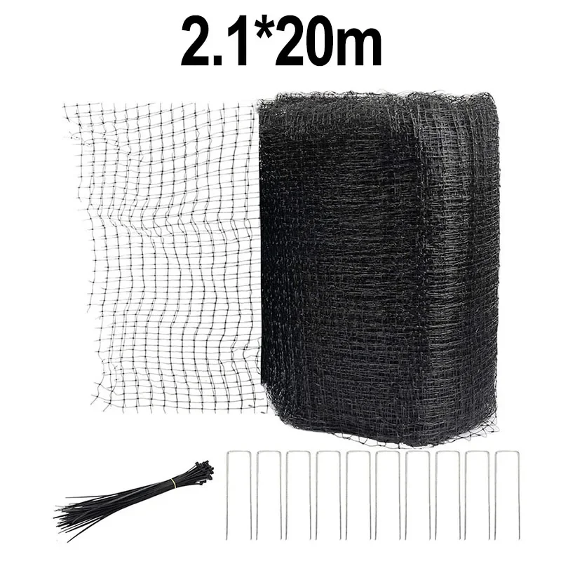 Gartennetz für den Außenbereich, schwarzes Pflanzenschutznetz, 1 x Gartennetz mit 50 x Böden und 10 x Bodeneinsätzen für Gemüsegärten, Blumenbeete Image
