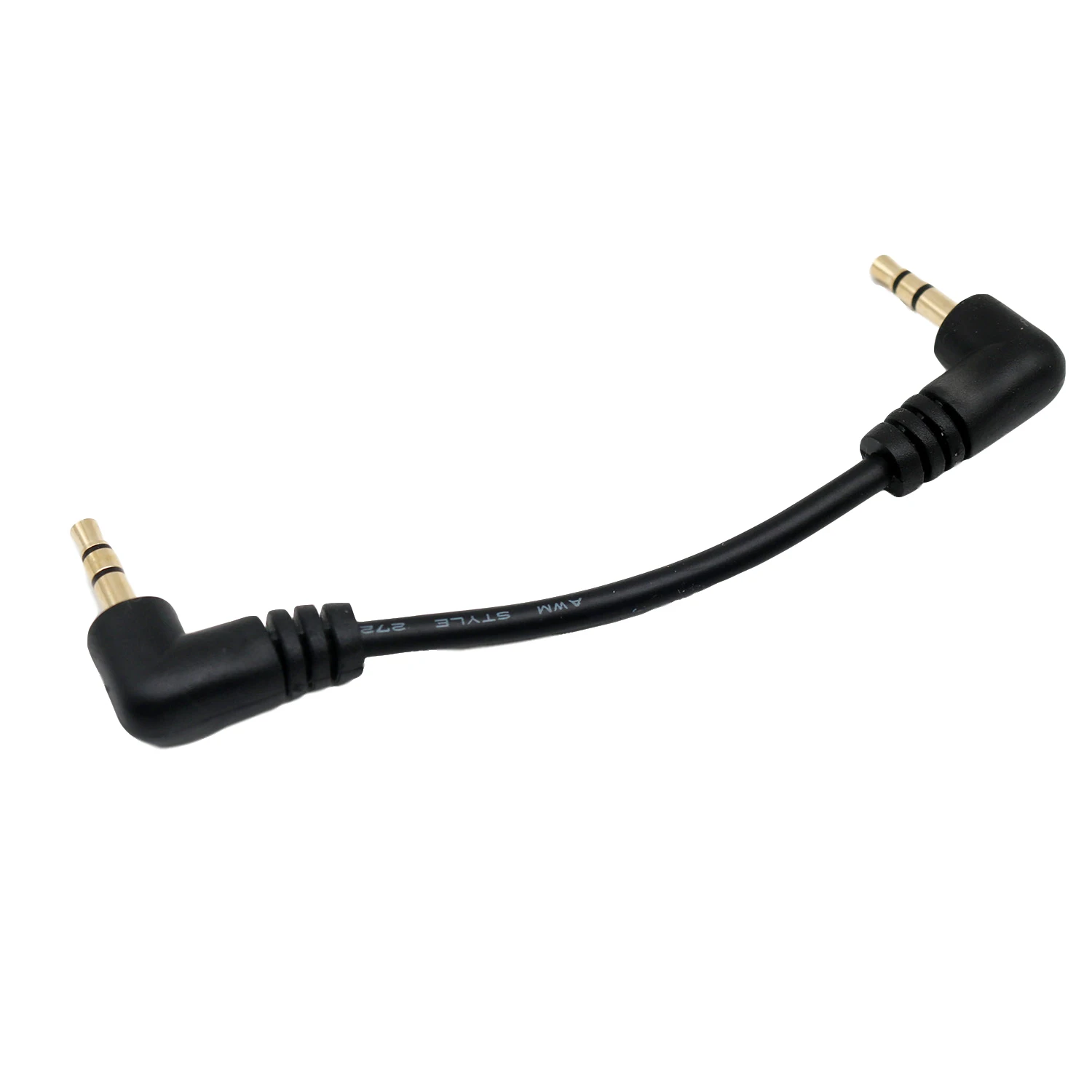 Kurze 10cm Gold Überzogene 90 Grad 3,5mm Stecker Rechten Winkel zu Männlichen Rechtwinkligen Audio Stereo Jack Stecker auto Aux Hilfs 3-Pole TRS Image