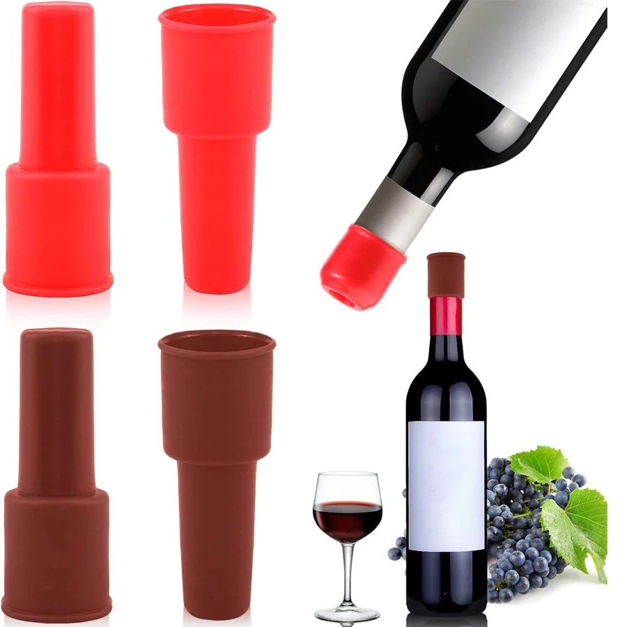 Bouchon de vin en silicone, 4 pièces, bouchon de scellage de bouteille en verre réutilisable et durable, utilisé pour garder le vin et le champagne, utilisation fraîche