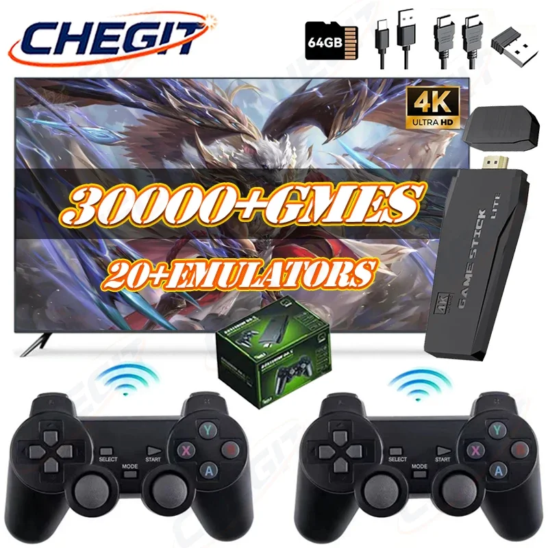 M8 Mini 4K HD Video Game Stick 30000+ Game Video Game Consoles Stick Retro Handheld Games Player 2.4G Double Wireless Controller