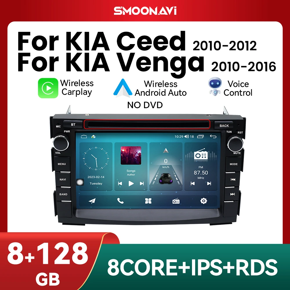 Android 14 Wireless Carplay Autoradio Lettore Per Kia Ceed 2010 2011 2012 Venga Stereo GPS Touch Screen Autoradio Multimedia