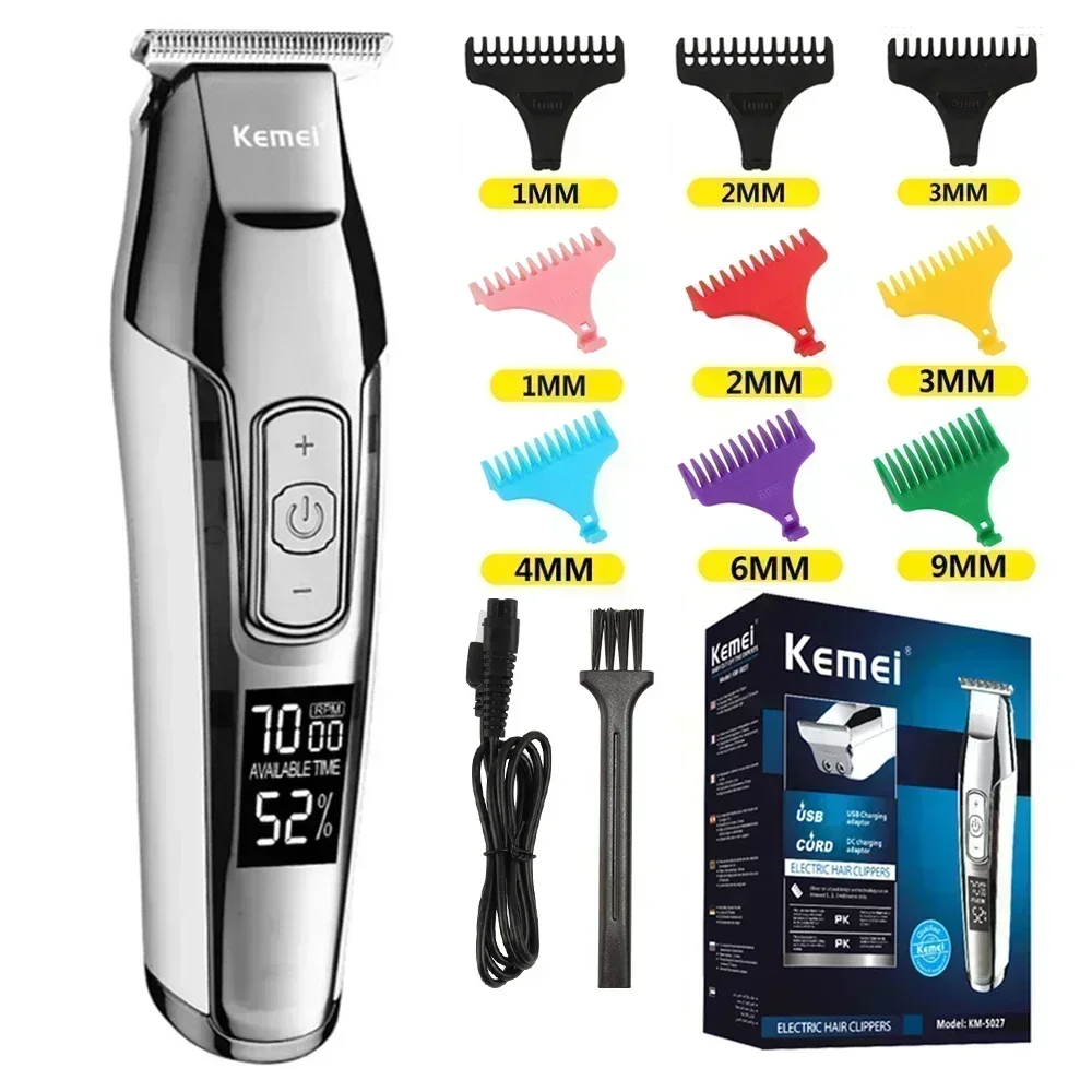 Kemei KM-5027 oder Blade Barber Mute Rauschunterdrückung LED Elektrische Menge Digitalanzeige Ladeanschluss Gravur Push Shear Image