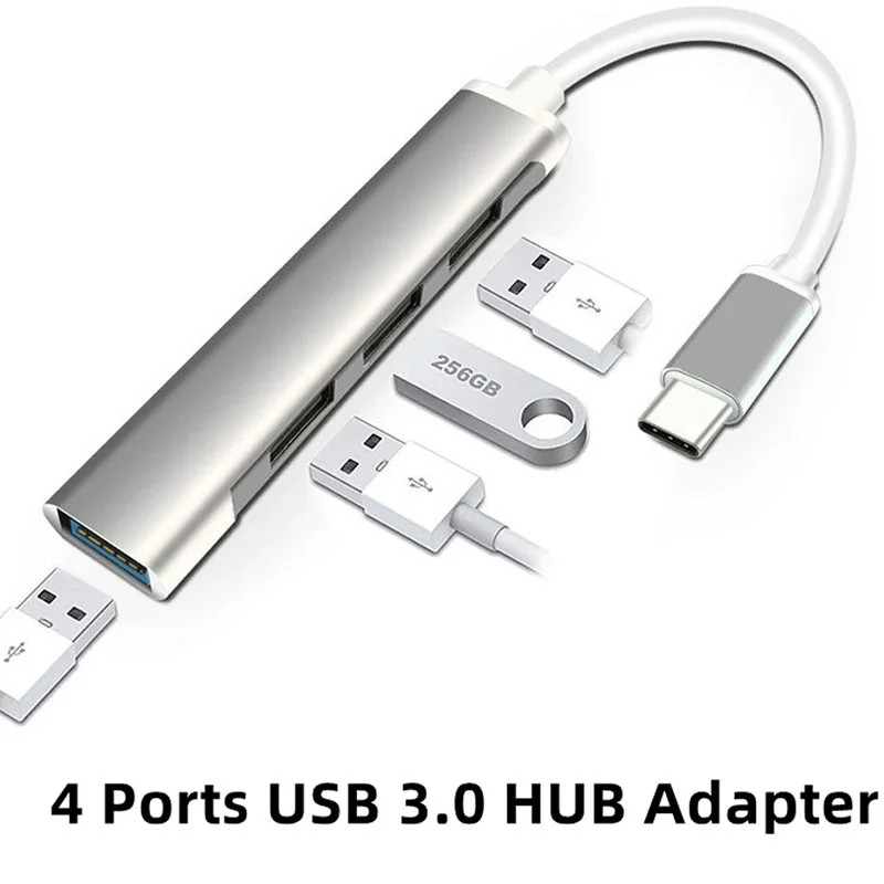 USB Typ C 4-Port-Adapter USB HUB Expander Hochgeschwindigkeitsübertragung USB Dock Multifunktions-Drahtteiler für PC Laptop Computer Image