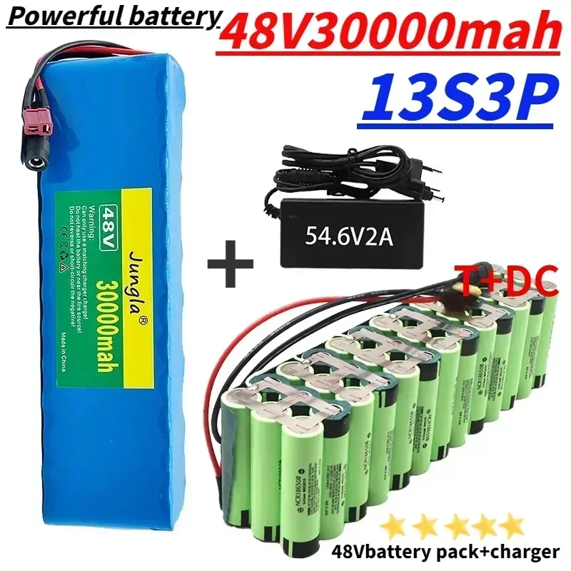Neuer 48-V-Lithium-Ionen-Akku 48 V 30 Ah 1000 W 13S3P Lithium-Ionen-Akku für 54,6 V elektrische leistungsstarke Batterie mit BMS Image
