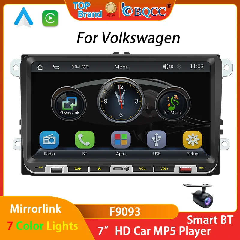 BQCC 9 Zoll für Volkswagen Polo Jetta Skoda Octavia 2 Golf 5 7 Touran Polo Tiguan Auto MP5 Multimedia Player Carplay BT Image