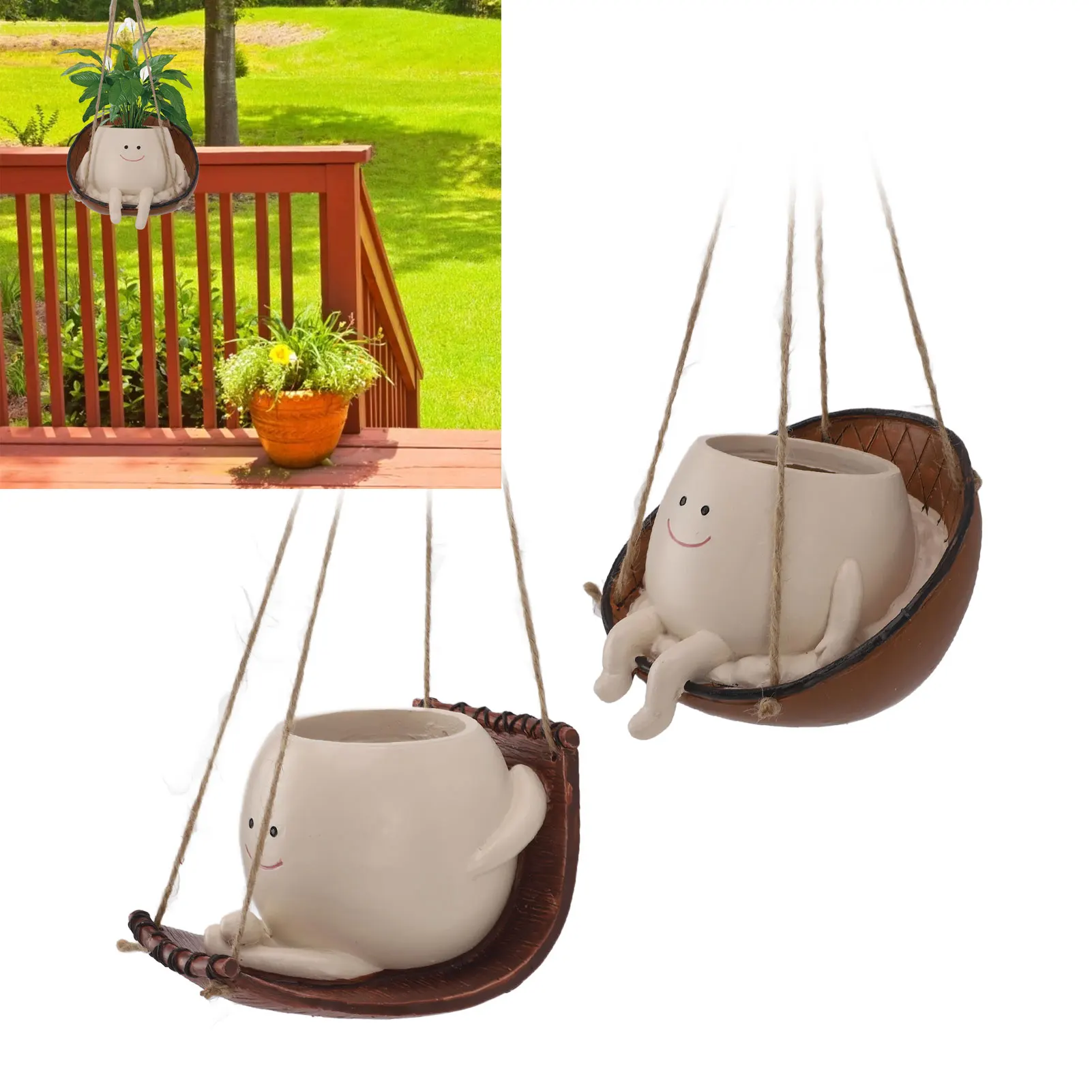 Swing Face Planter Pot Innovativer Swing Smile Face Planter Lustig, leicht, dekorativ, vielseitig einsetzbar, wetterfest für den Innenbereich Image