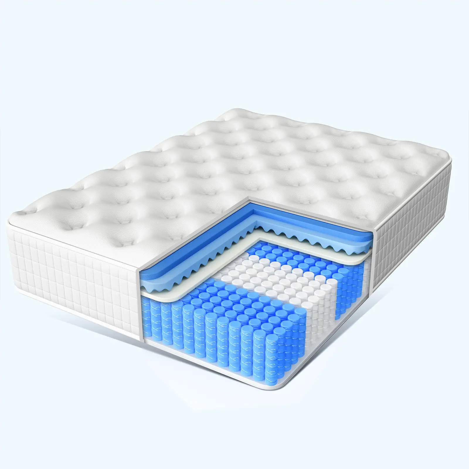 Höhe 25cm Matratze 140x200 cm, 7 Zonen Taschenfederkernmatratze H3, hochwertigem Komfortschaum, Rückenentlastende, Rollmatratze Image