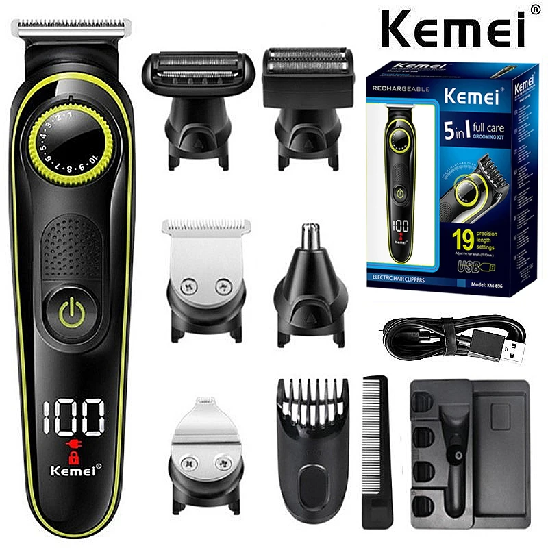 Elektrischer Haarschneider, multifunktionaler Trimmer für Männer, Elektrorasierer für Herren, Rasierer, Nasentrimmer, 5-in-1-Haarschneidemaschine Image