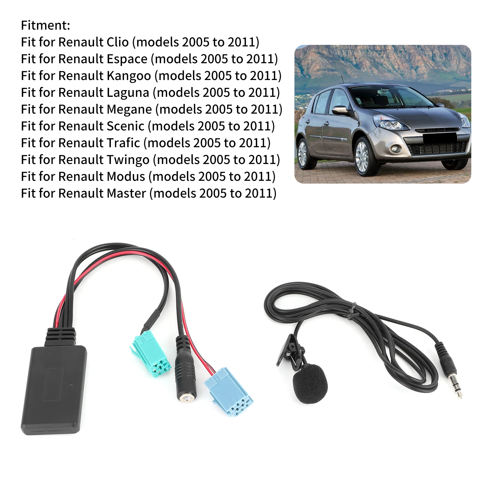 6-poliger Kabel-Autoradio-AUX-IN-Adapter mit Mikrofon, passend für Clio/Espace/Megane Image