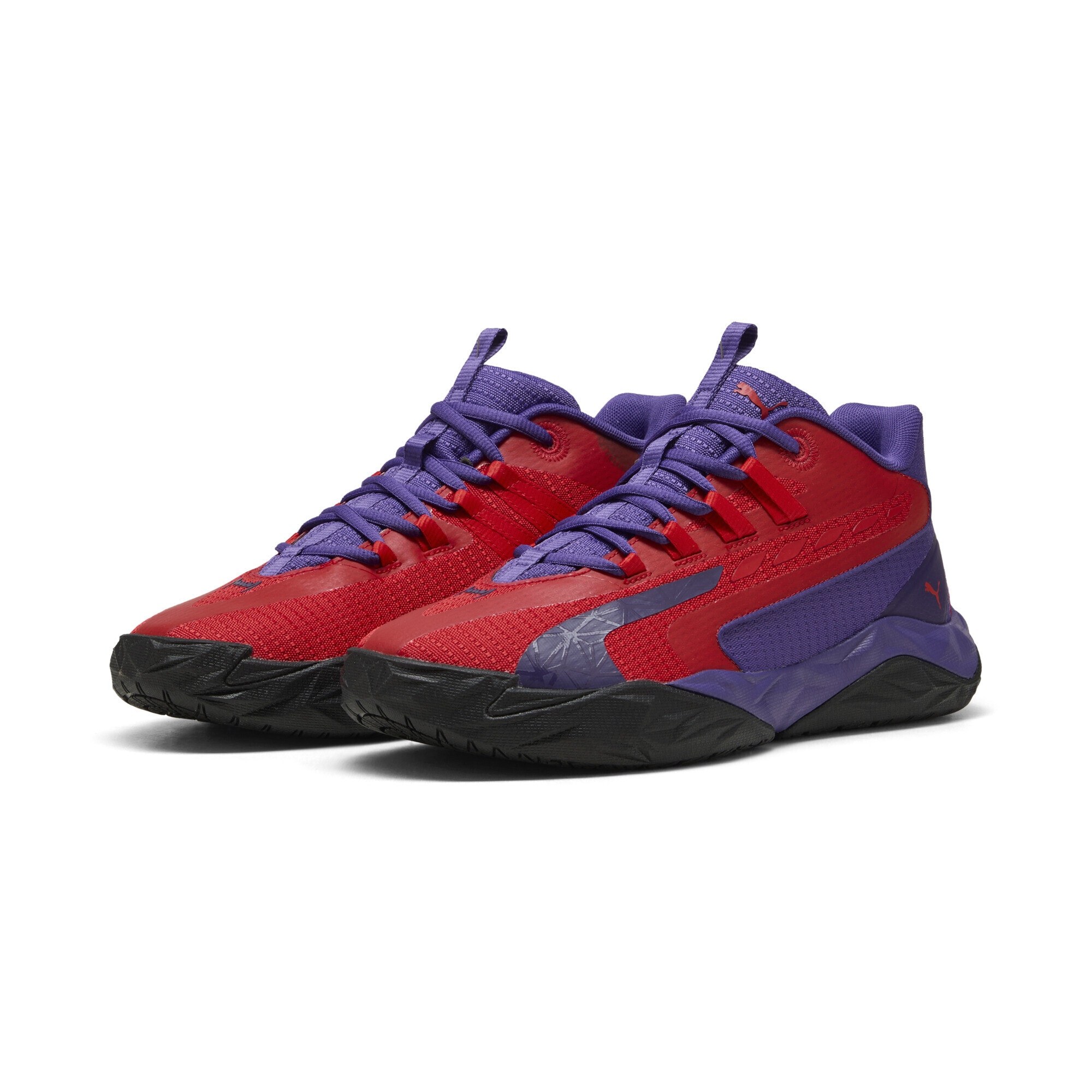 Basketballschuh PUMA "Dagger 2 Mid Basketballschuhe Erwachsene", Gr. 42, team violet for all time rot schwarz lila, Obermaterial: Synthetik, Textil; Futter: Textil; Innensohle: Textil; Laufsohle: Gummi, Synthetik, Schuhe