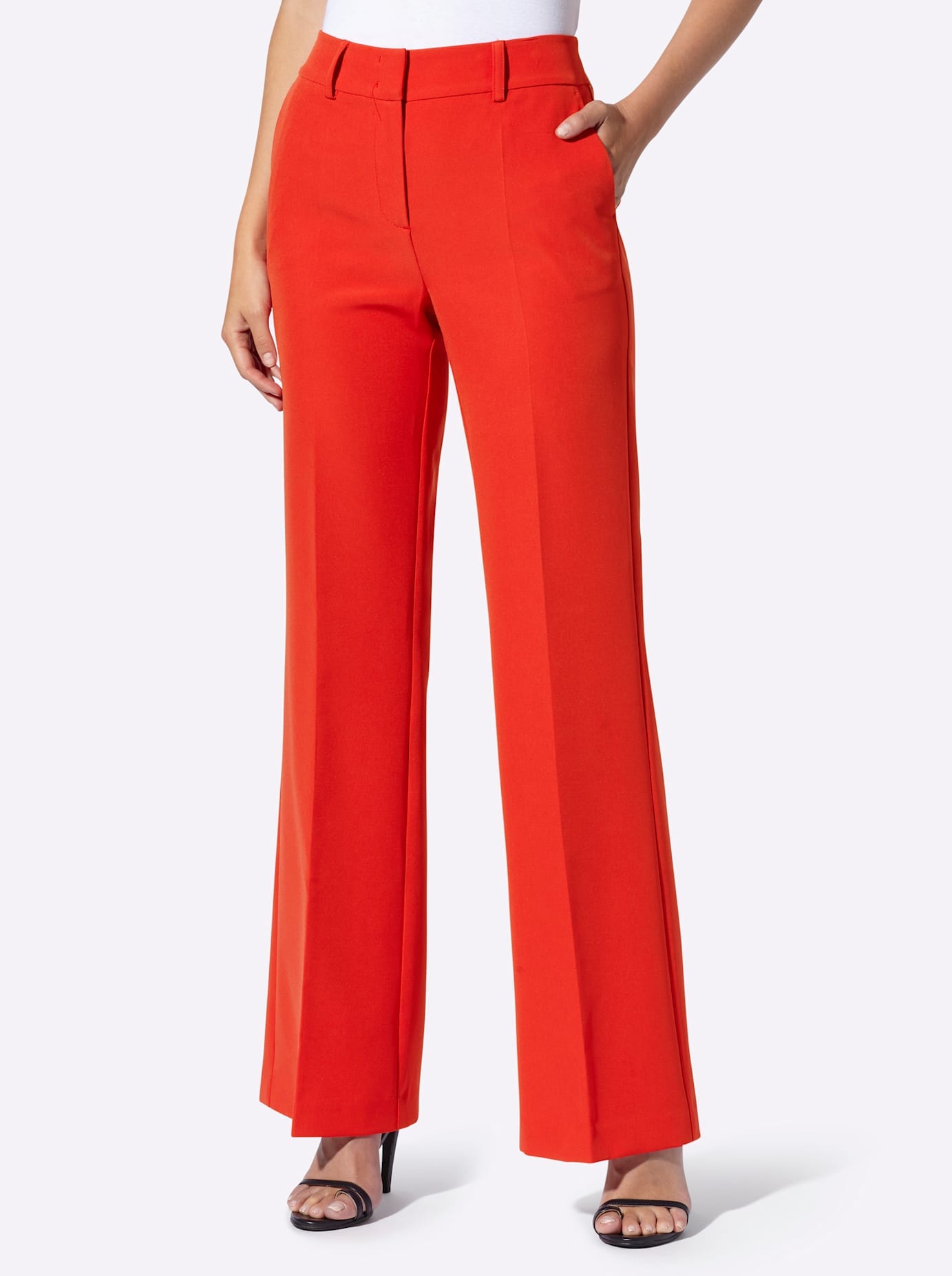 Marlene-Hose HEINE, Damen, Gr. 34, Normalgrößen, erdbeere, 94% Polyester, 6% Elasthan, unifarben, Hosen