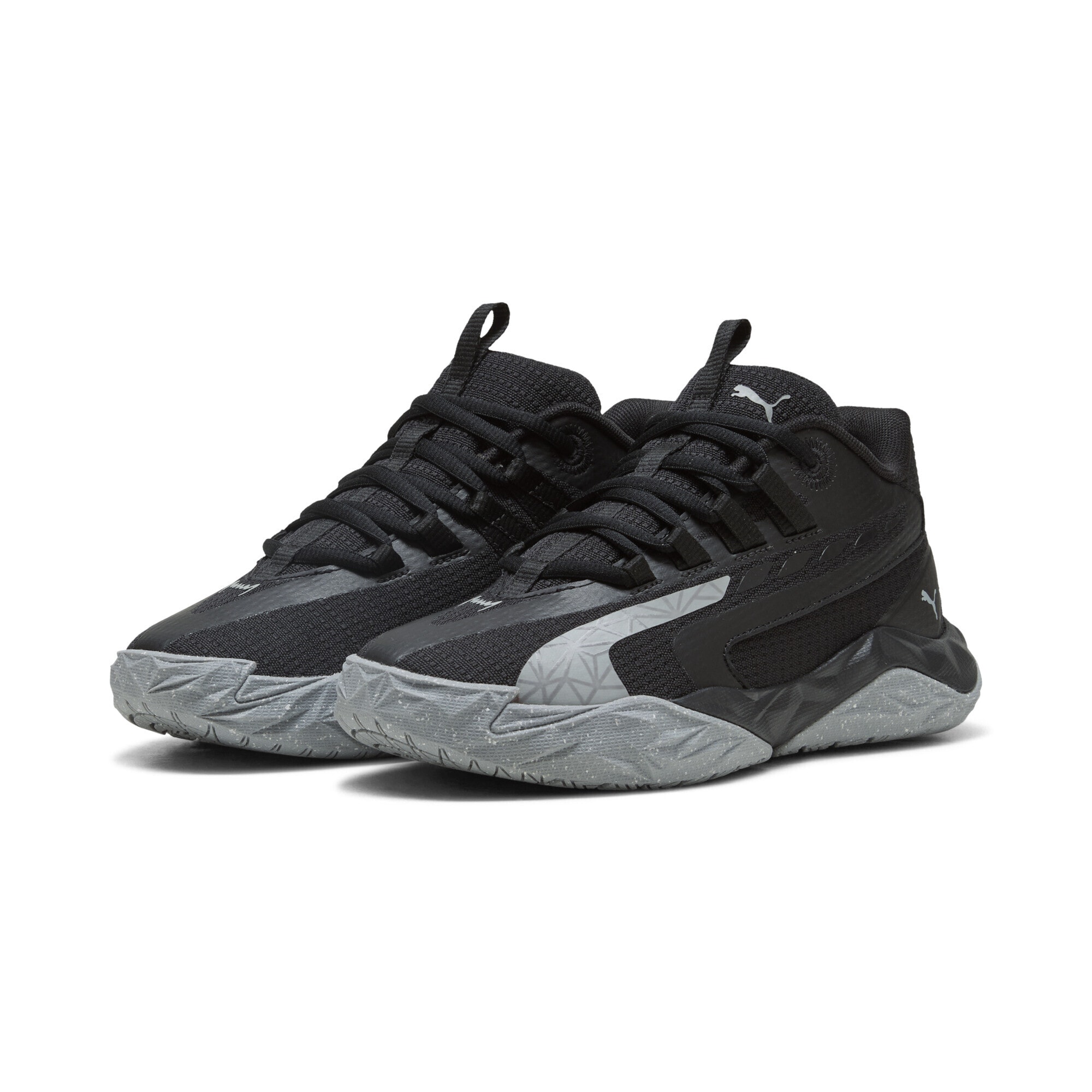 Basketballschuh PUMA "Dagger 2 Mid Basketballschuhe Jugendliche", Kinder, Gr. 37,5, schwarz cool mid gray, Obermaterial: Synthetik, Textil; Futter: Textil; Innensohle: Textil; Laufsohle: Gummi, Synthetik, Schuhe