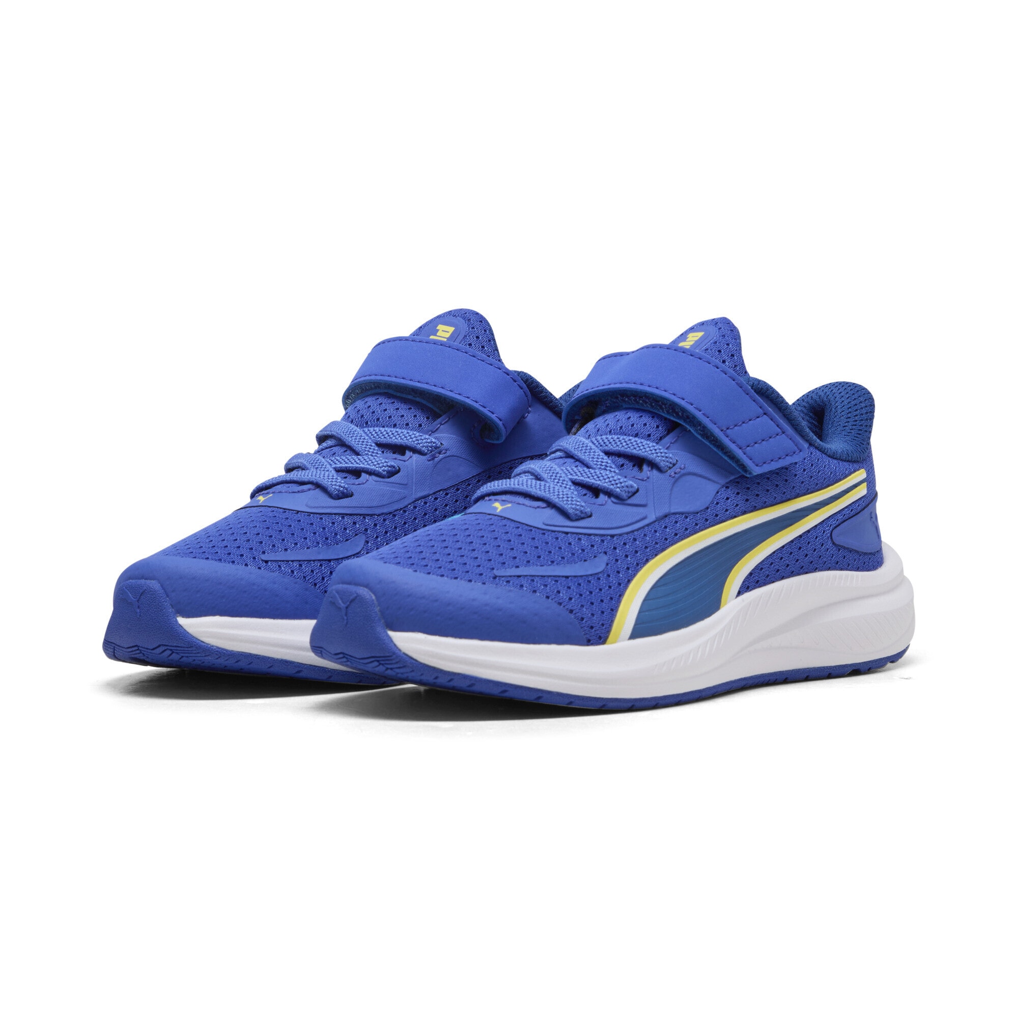 Sneaker PUMA "Skyrocket 2 Sneakers Kinder", Damen, Gr. 34.5, royal sapphire weiß blau, Obermaterial: Textil, Synthetik; Futter: Textil; Innensohle: Textil; Laufsohle: Gummi, Synthetik, Schuhe Sneaker
