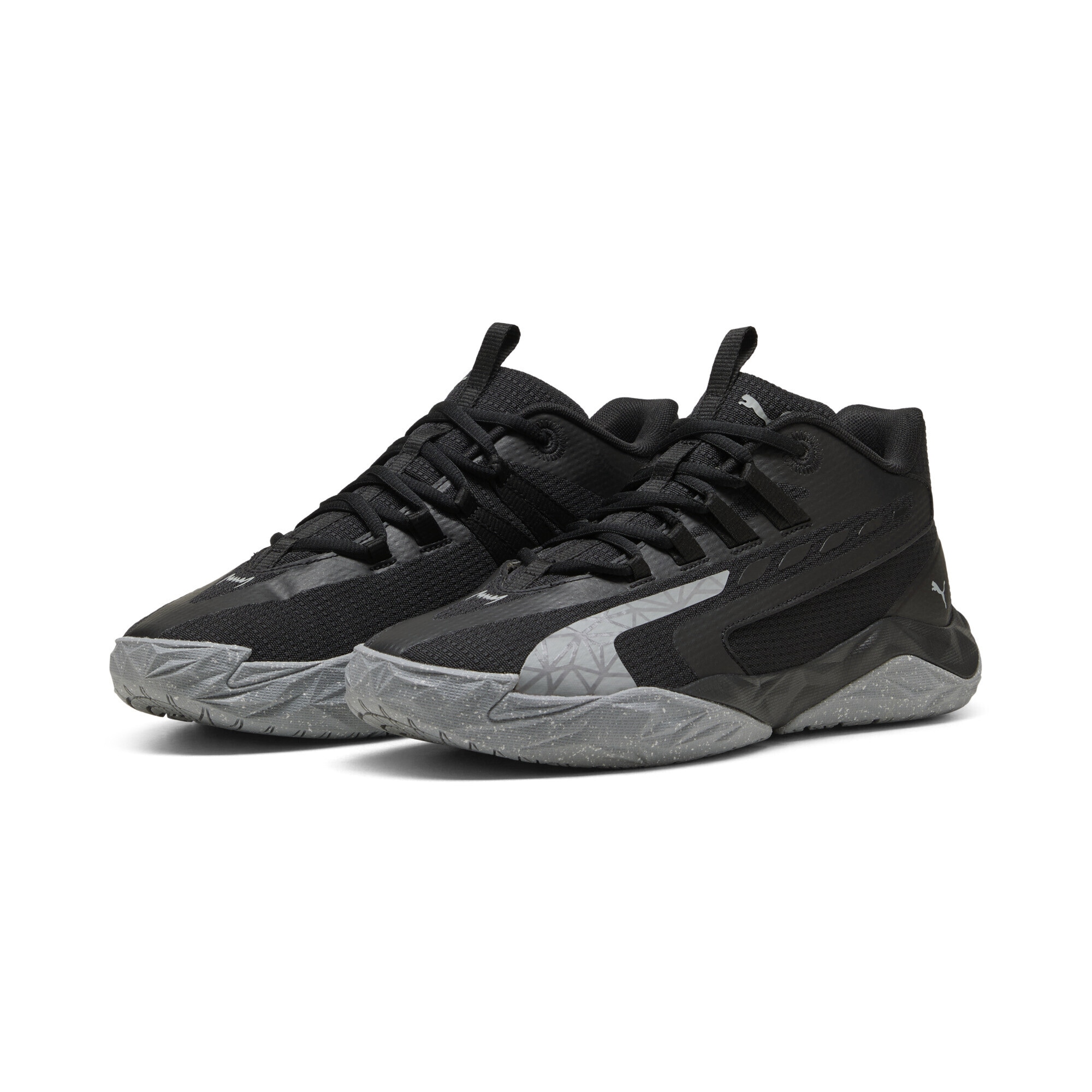 Basketballschuh PUMA "Dagger 2 Mid Basketballschuhe Erwachsene", Gr. 44, schwarz cool mid gray, Obermaterial: Synthetik, Textil; Futter: Textil; Innensohle: Textil; Laufsohle: Gummi, Synthetik, Schuhe