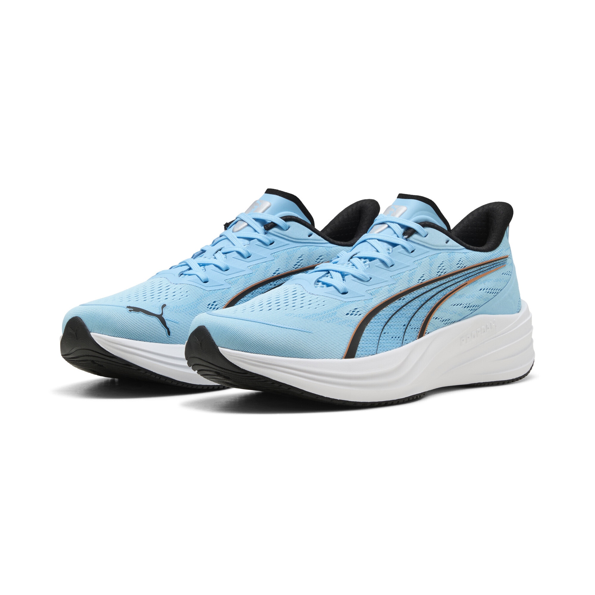 Trainingsschuh PUMA "Darter Pro 2 Laufschuhe Erwachsene", Gr. 39, vibrant blau weiß silber metallic, Obermaterial: Synthetik, Textil; Futter: Textil; Innensohle: Textil; Laufsohle: Gummi, Schuhe