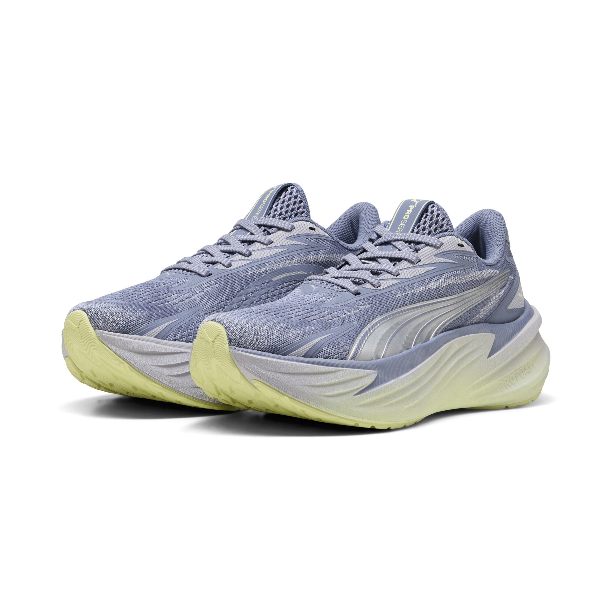 Trainingsschuh PUMA "Maxima Pro Laufschuhe Erwachsene", Herren, Gr. 37,5, vibrant silber gray fog apple spritz grün, Obermaterial: Textil, Synthetik; Futter: Textil; Innensohle: Textil; Laufsohle: Gummi, Schuhe