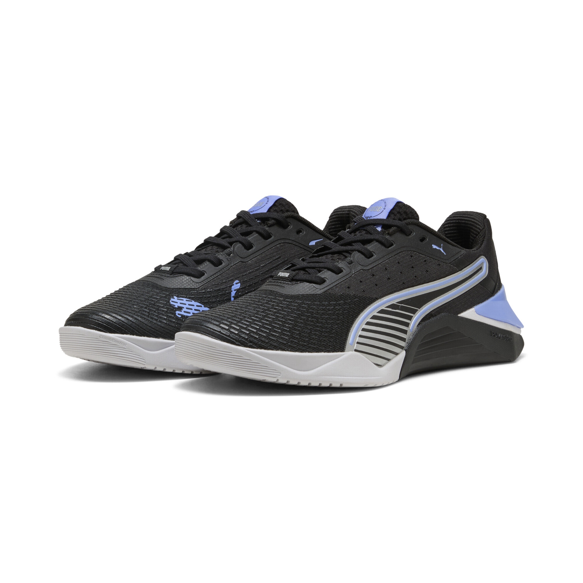 Trainingsschuh PUMA "Fuse 4.0 Sneakers Damen", Damen, Gr. 38,5, schwarz intense lavender silber lila metallic, Obermaterial: Synthetik, Textil; Futter: Textil; Innensohle: Textil; Laufsohle: Gummi, Schuhe