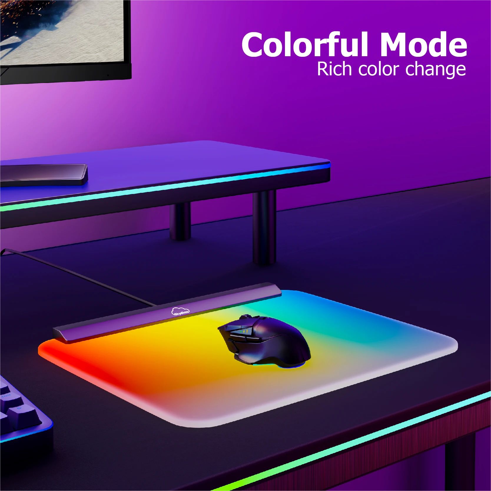 ColorSync RGB Mouse Pad, Screen Reactive LED Gaming Desk Mat For Immersive Ambient Lighting black