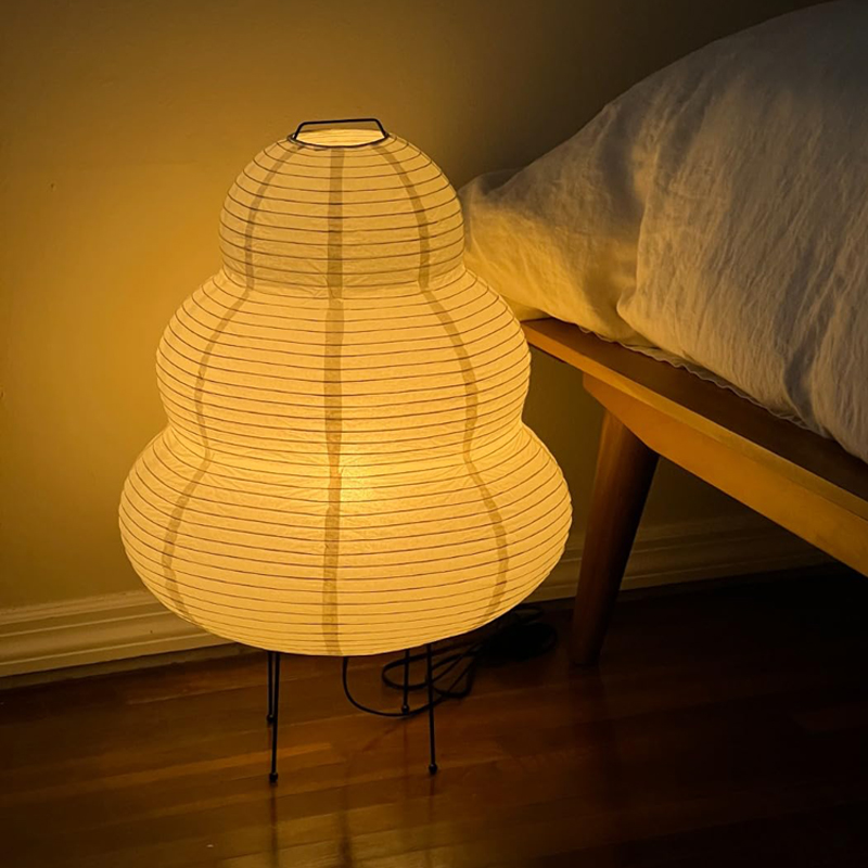 Style LED Rice Paper Desk Lamp, Tricolor Dimming Home Art Decoration, Living Room, Hotel, Bedroom, Bedside Night Light us Plug large Size