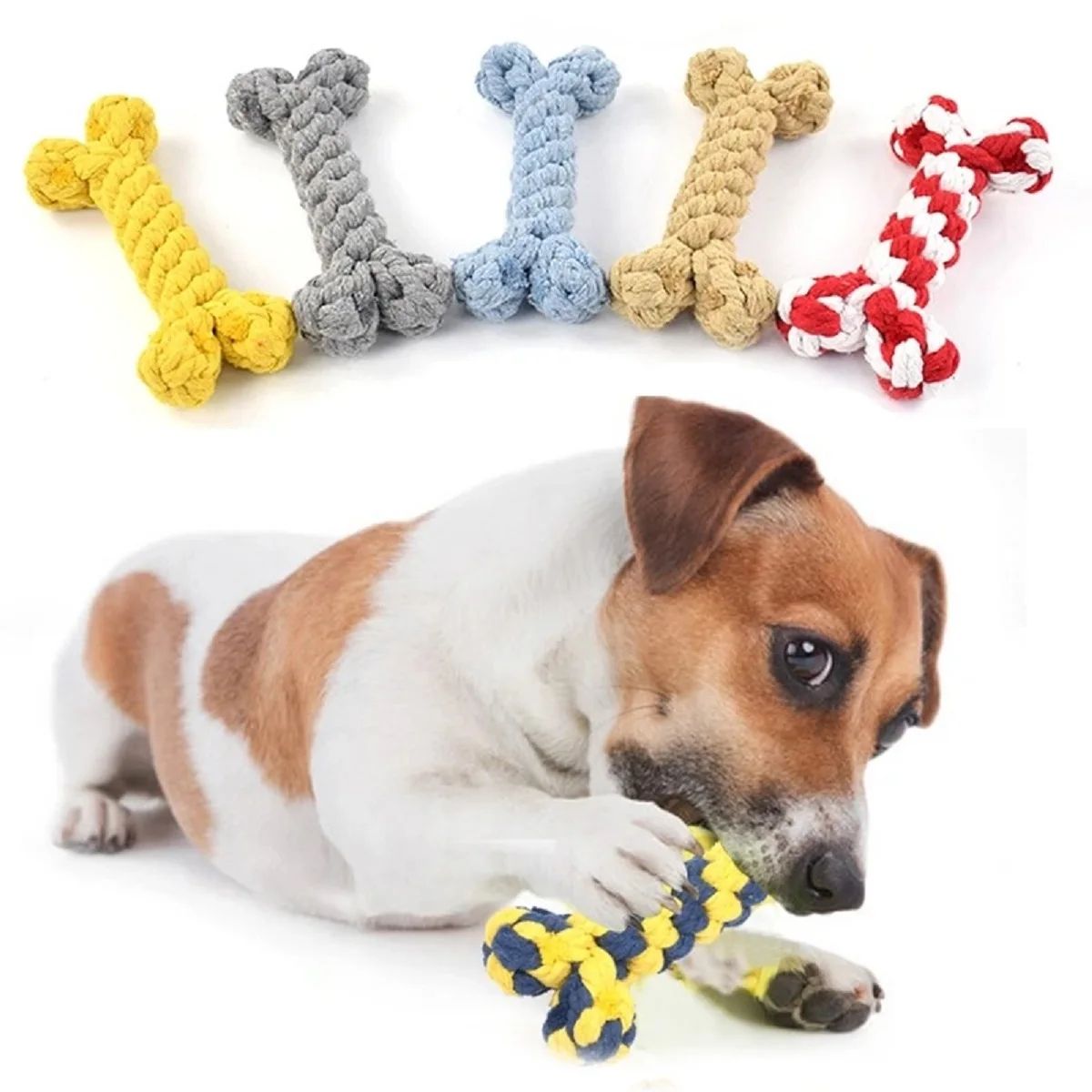 Random Color Rope Bone Chew Toy For Small And Medium Dog Durable Braided Dental Toy Random Color Rope Bone Chew Toy For Small And Medium Dog Durable Braided Dental Toy