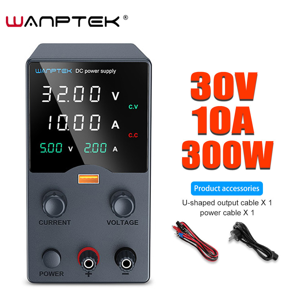 Wanptek DC Power Supply, Adjustable Lab Power Supply, Voltage Regulator, Variable Bench Power Supply For Electronics w ga305h Black