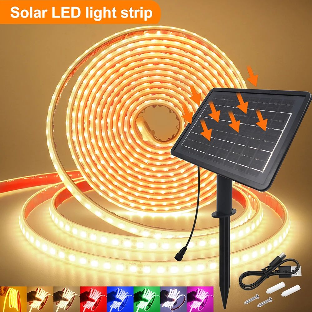Solar Waterproof LED Light Strip 24V IP68 Outdoor Garden & Party Lighting led Strip Light yellow 7m