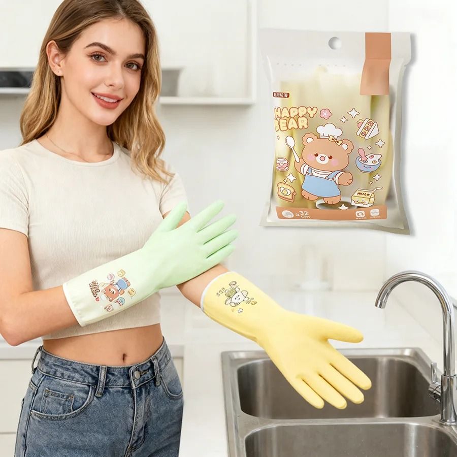 Reusable Waterproof Cleaning Gloves Non Slip Dishwashing Gloves For Household Chores 3 Pcs reusable Free Size
