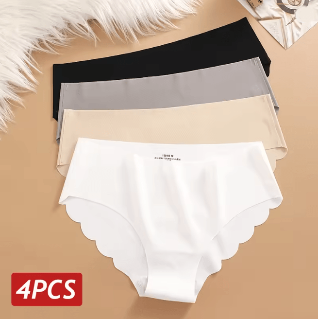 Ice Silk Seamless Womens Briefs Ultra Thin No Show Underwear Set 3 m 4pcs
