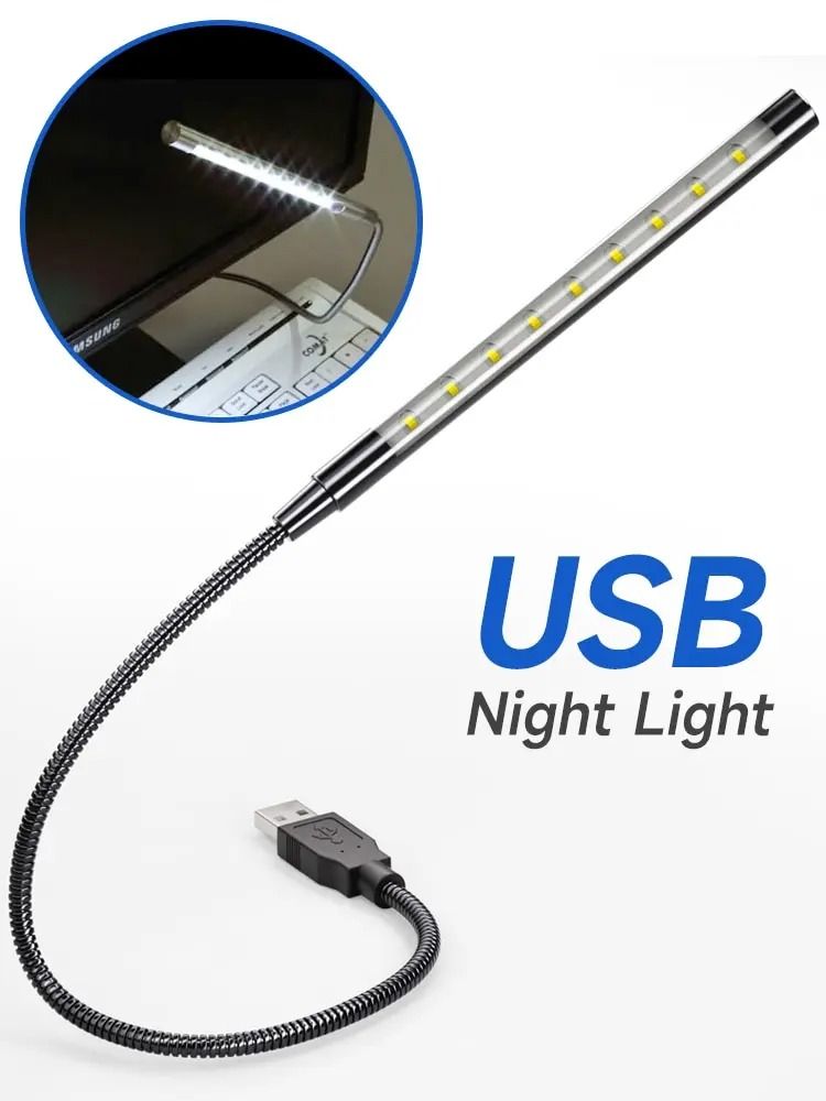 USB LED Book Light With Flexible Metal Neck For Reading red