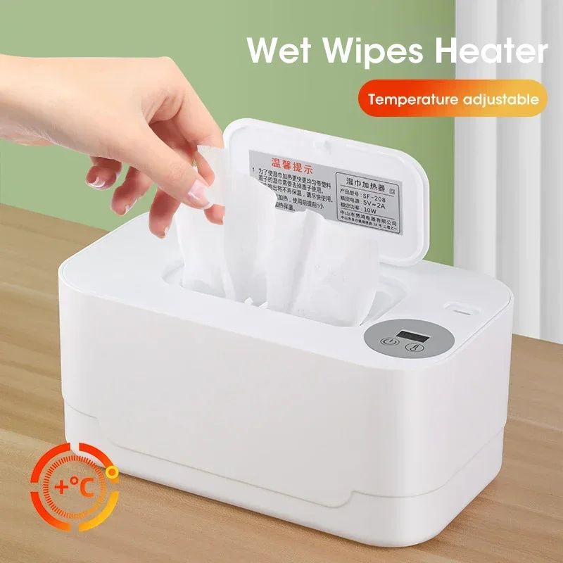 Portable Baby Wipe Warmer With LED Display USB Travel Wet Wipes Dispenser & Heated Towel Box pink