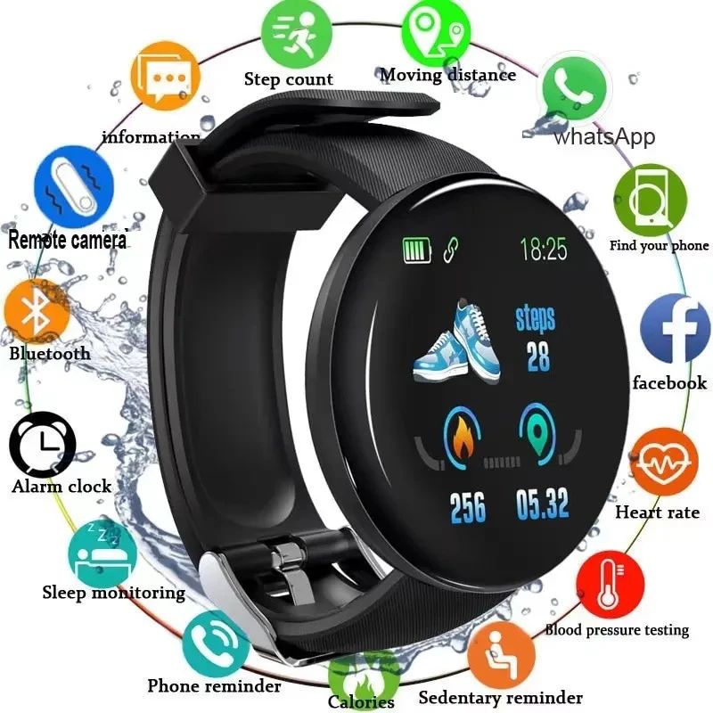 D18 Circular Color Screen Smartwatch Fitness Tracker Watch With Call & Message Notifications green