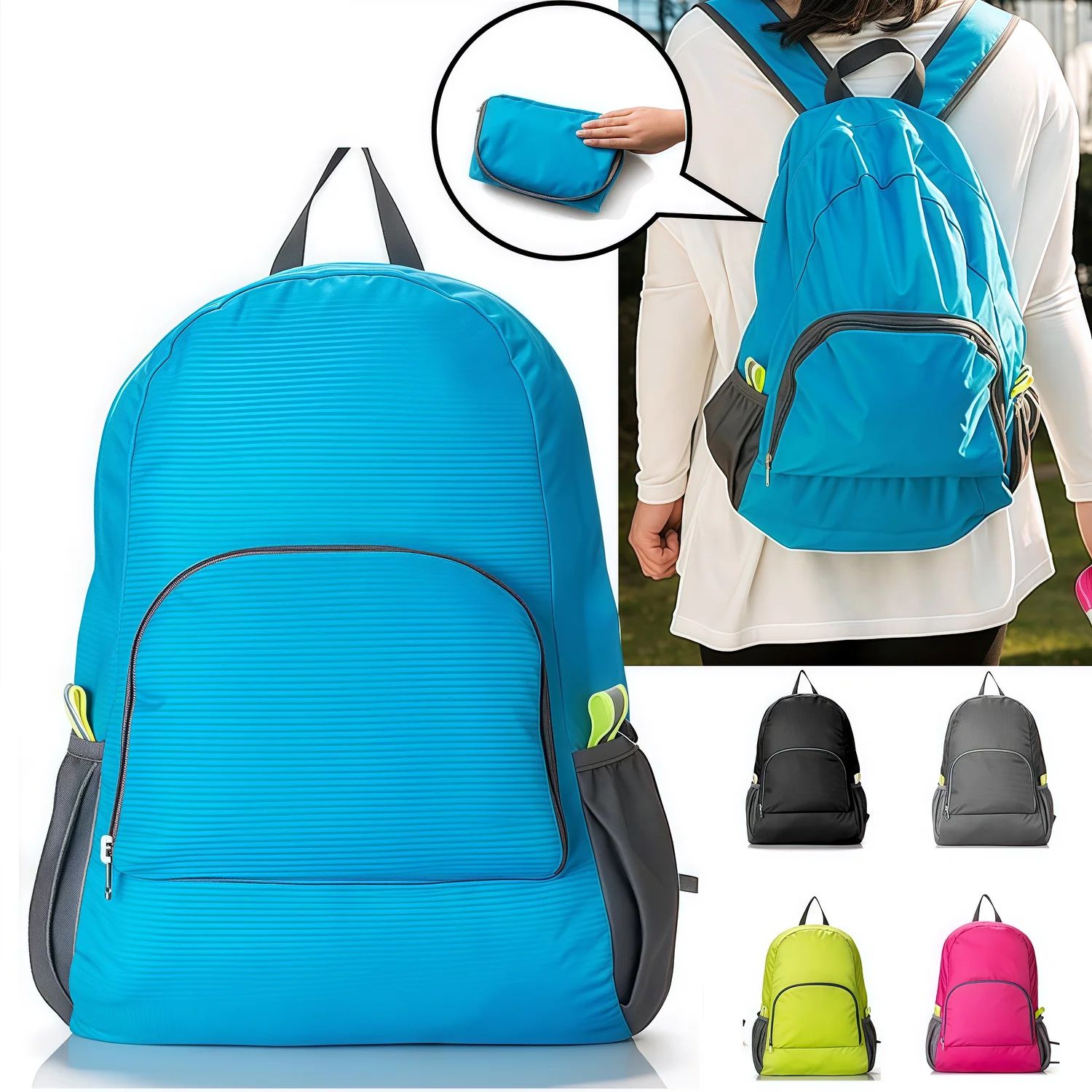 Lightweight Foldable Hiking Backpack sky Blue