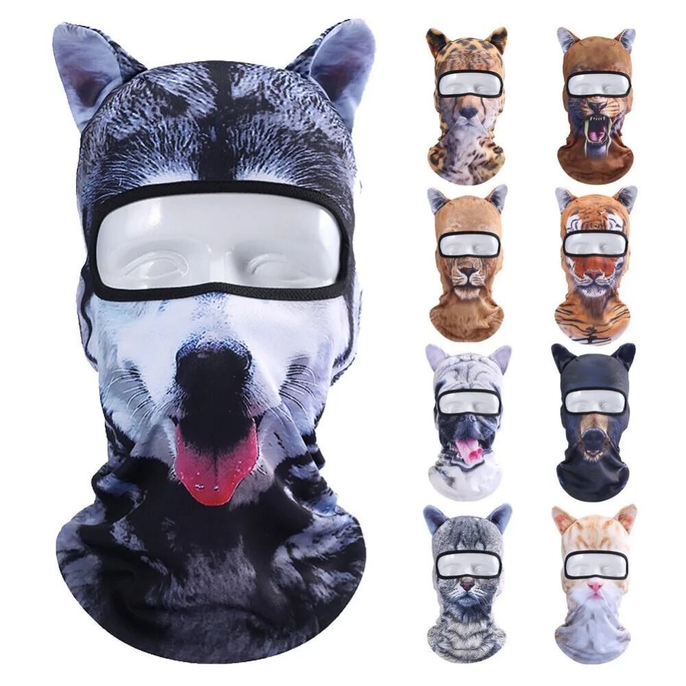 3D Animal Balaclava Full Face Mask Funny Windproof Ski Hat And Neck Gaiter With Ears For Cycling And Parties f