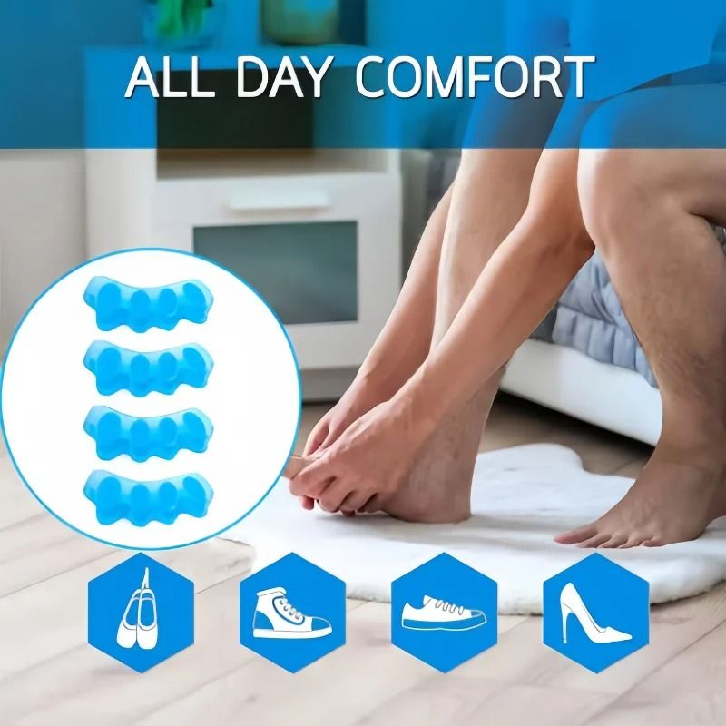 Soft Touch Silicone Toe Spacers Reusable Foot Separator Set blue