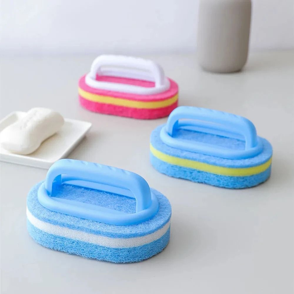 Magic Handle Cleaning Brush Sponge For Kitchen Bathroom And Toilet blue 1 Pc