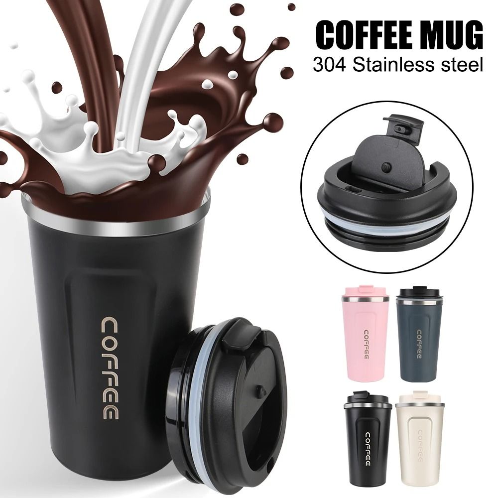 Stainless Steel Travel Thermos Mug Leak Proof Double Wall Coffee Cup 380 ML 510 ML pink 510 Ml