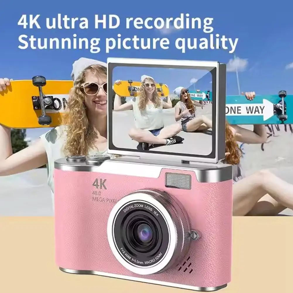 UltraView 4K FlipScreen Digital Camera 48MP Compact Travel & Selfie Camera green