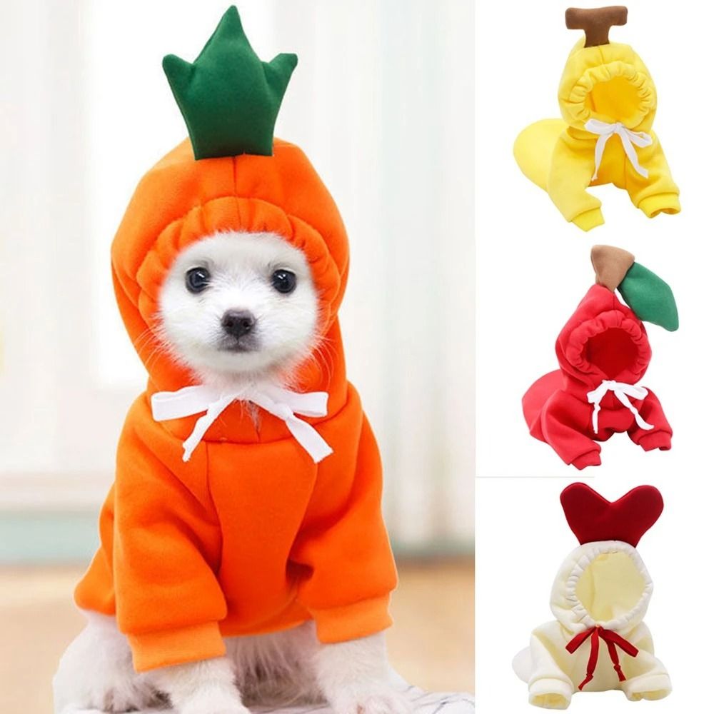 Cute Fruit Fleece Dog Hoodie For Small Dogs And Cats yellow m