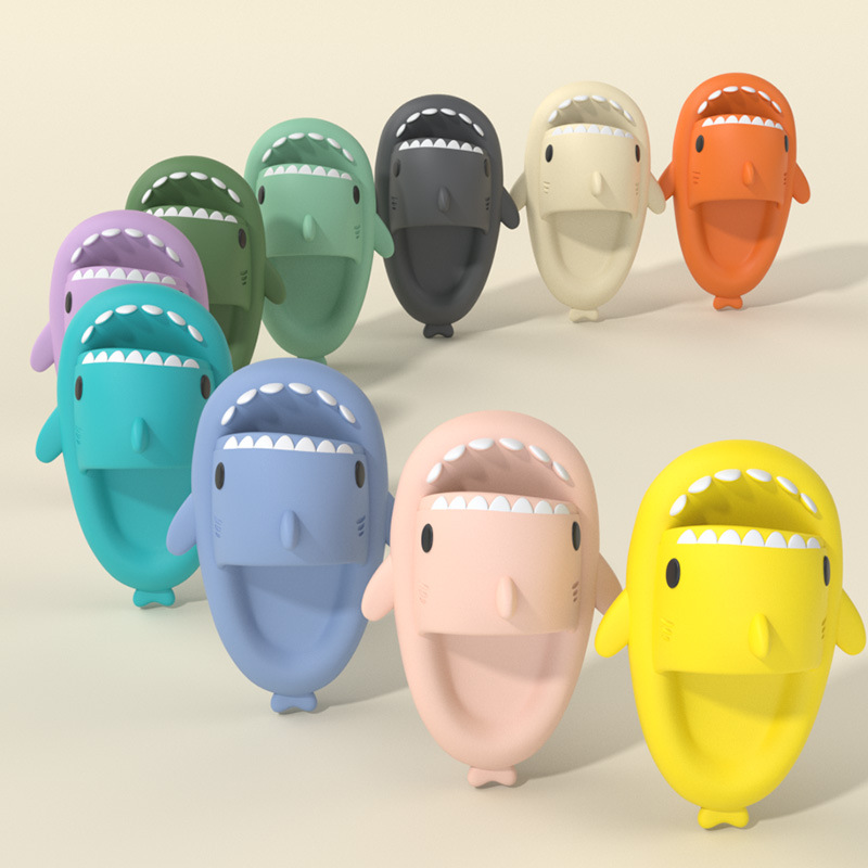 Summer Men Shark Slippers, Women Bathroom Slides, Anti Skid Flip Flops, Soft Beach Sandals, Outdoor Couples Shoes blue 36 37