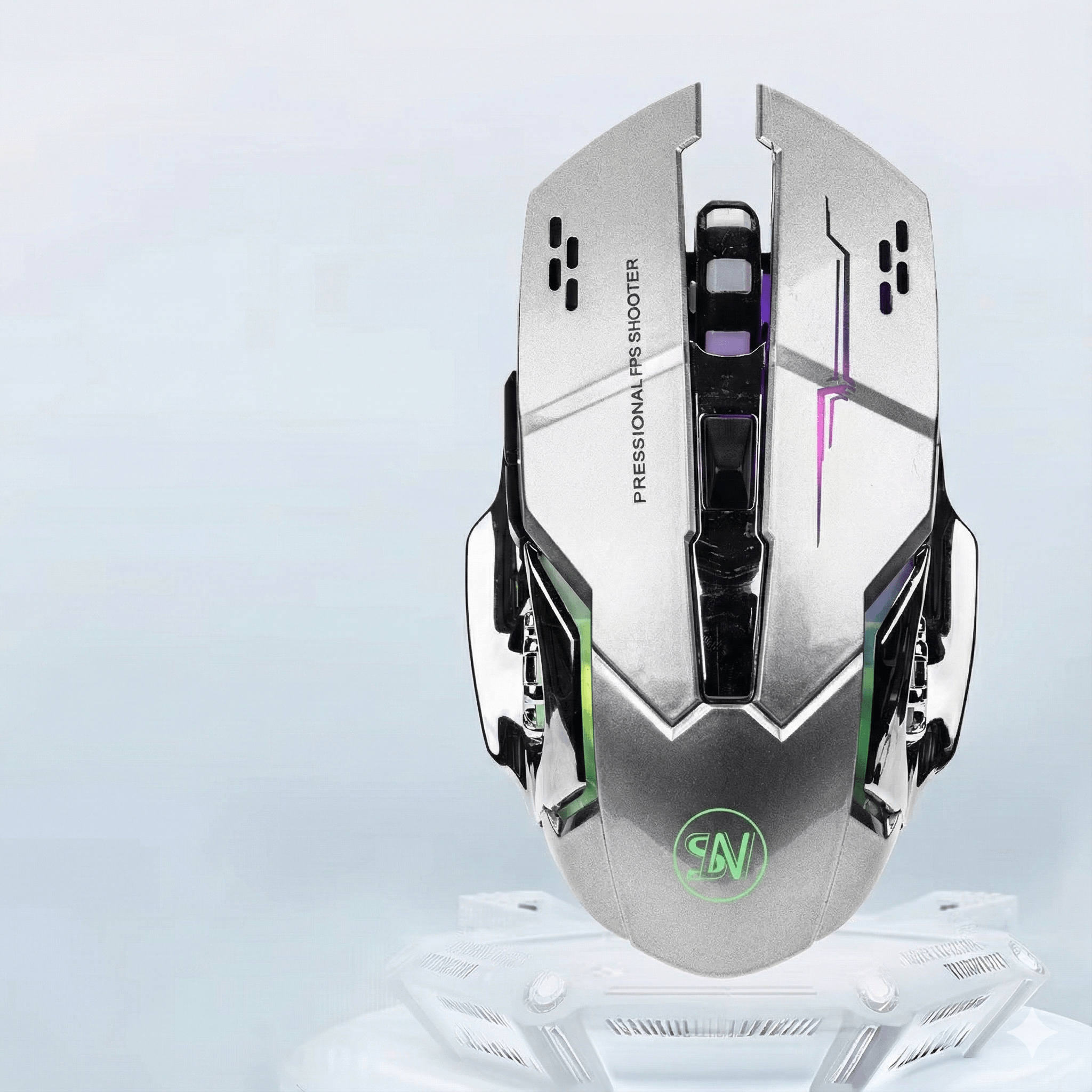 E Sports Bluetooth Mouse, Rechargeable Wireless USB Gaming PC Mouse With Backlight white