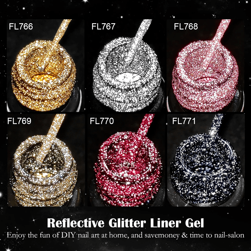 Reflective Glitter Nail Gel Polish UV LED Liner Painting Gel c