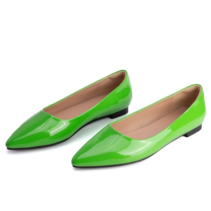 Große Größe 52, modische Damen-Flats-Schuhe, Frühlings-weibliche Ballettschuhe, einfarbig, grün, schwarz, weiß, rot, lässige Arbeitsloafer-Schuhe für Damen