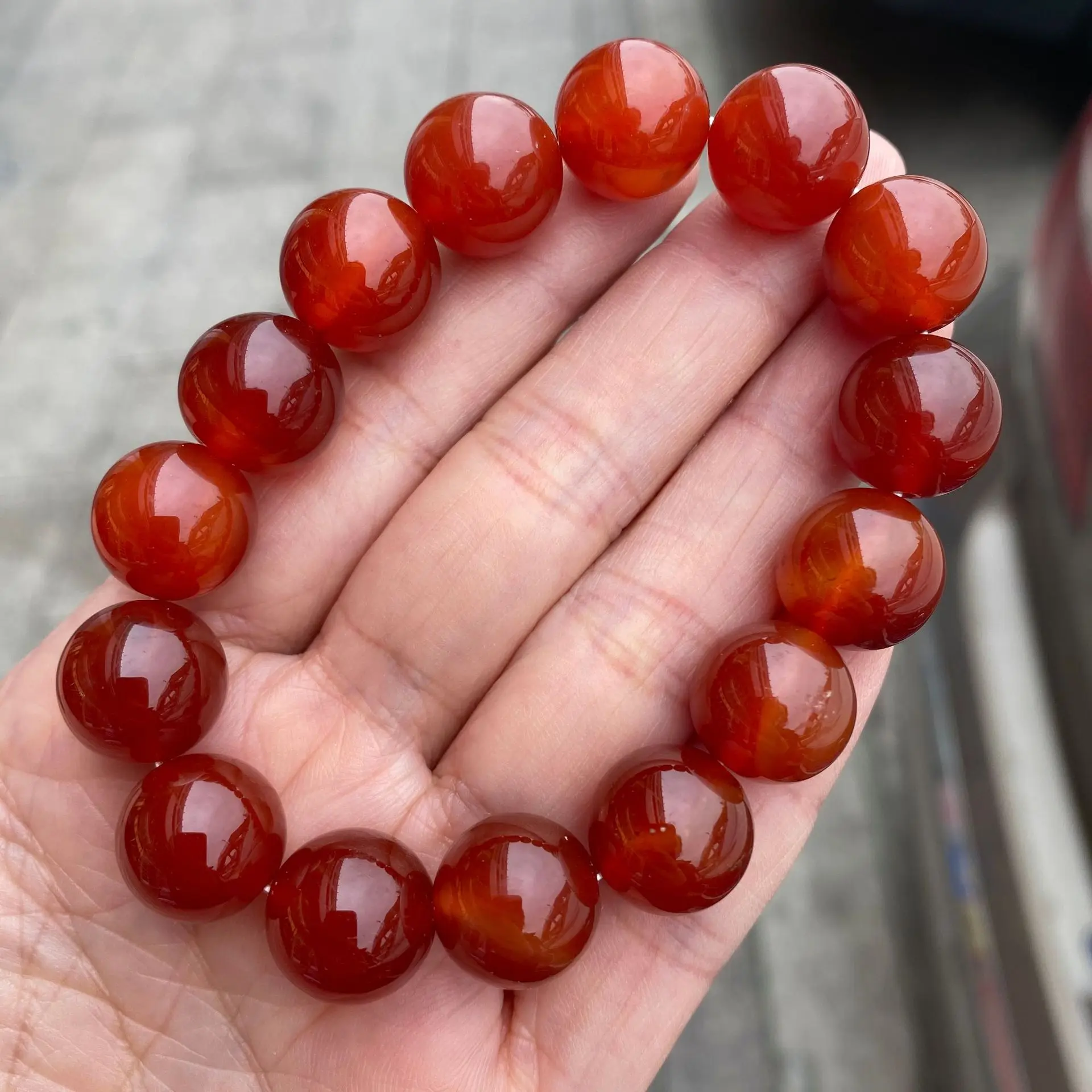 Braccialetti con perline di corniola rossa naturale Braccialetti elasticizzati con perline di pietra di onice di agata rossa naturale Braccialetti elasticizzati Yoga Guarigione Donna Uomo Gioielli