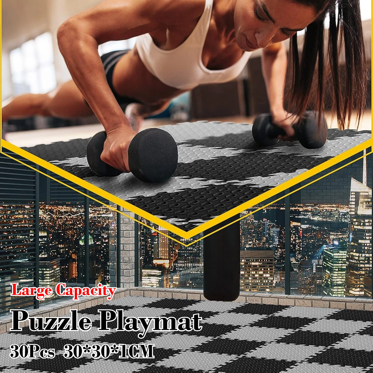 30Pcs Große Kapazität Turnhallen Playmats Ineinandergreifende Übung Fliesen Puzzle Boden Matte Teppich Gym Spielen Zimmer Weiche Matte Teppiche 30*30*1CM Image