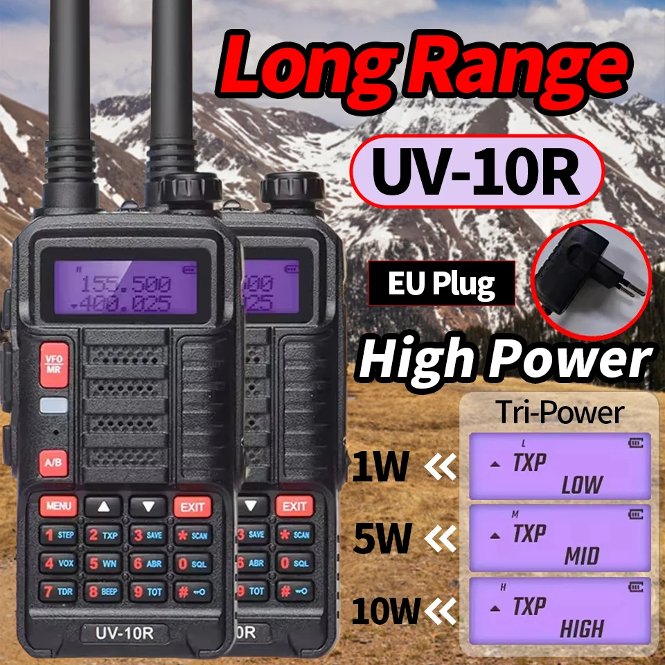 2 stuks baofeng uv 10r professionele walkie talkies hoch leistungs dualband 2 weg cb ham radio hf transceiver vhf uhf bf UV-10R nie Image