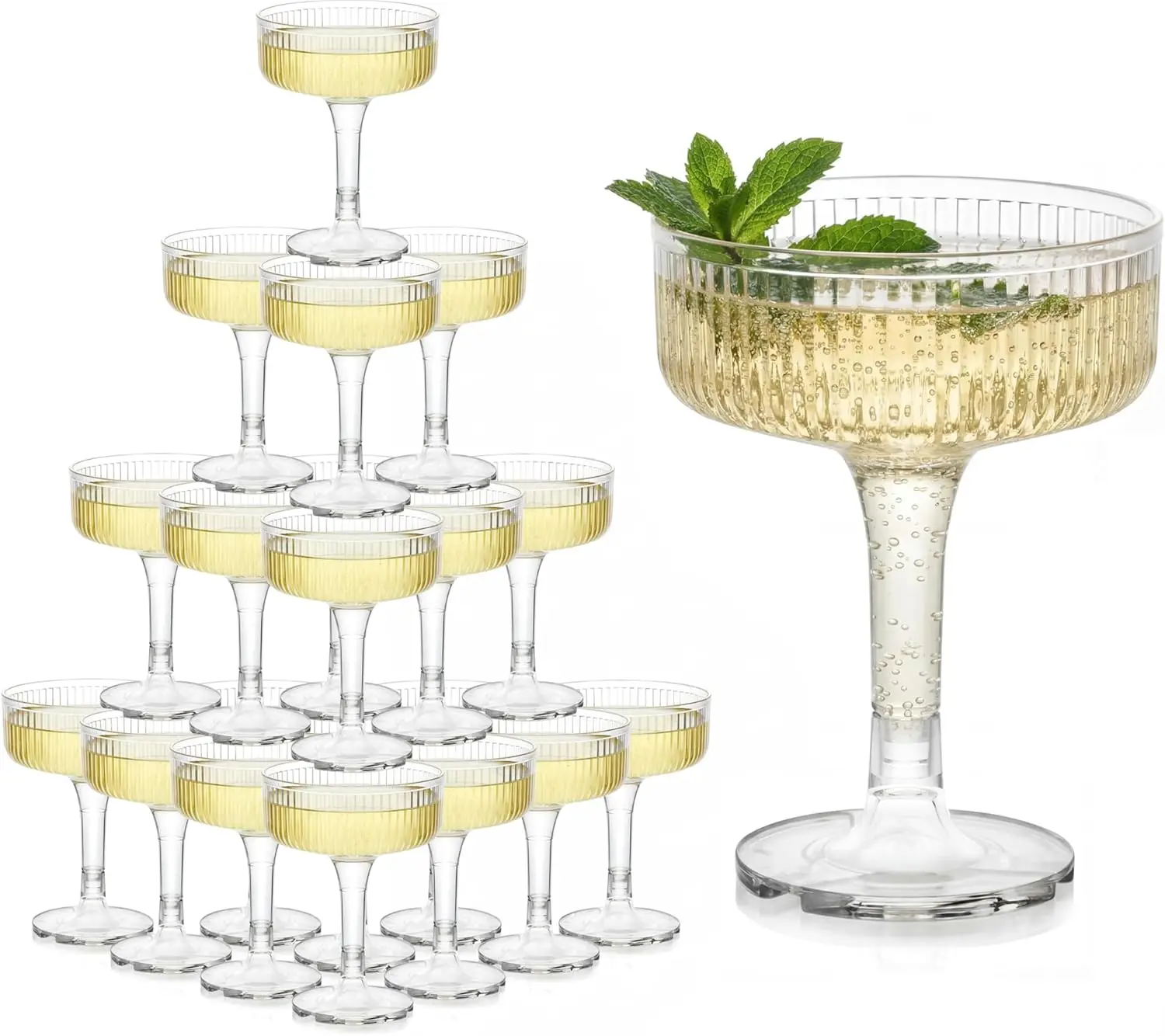 Bicchieri da vino in plastica a 4 livelli, bicchieri da vino in plastica da 7 once, infrangibili, in acrilico, per matrimoni, martini, per feste di compleanno