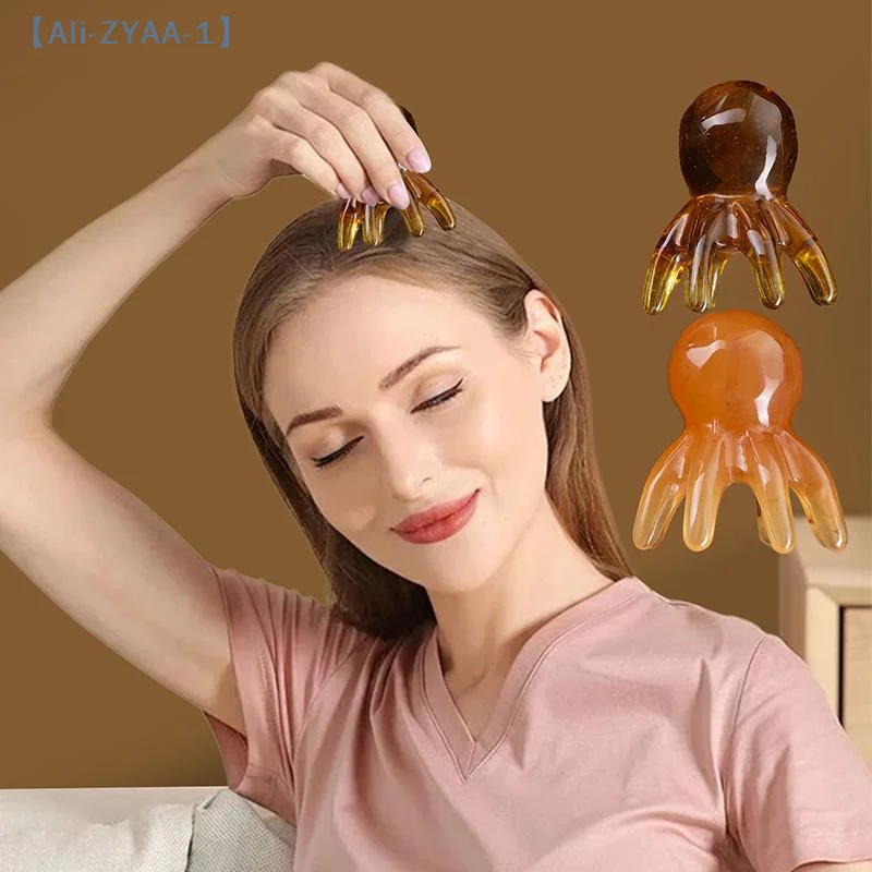 【ZYAA-1】Ergonomisches Gua-Sha-Massagegerät mit Oktopus-Kopf, Kunstharz, tragbar, für Gesicht, Körper, Kopfhaut, Druckpunkt, Spa-Qualität, für Zuhause, Reisen Image