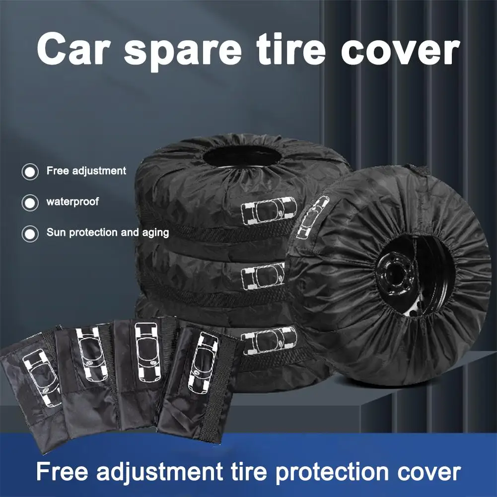 1 pièces/4 pièces couverture de pneu de secours de voiture sacs de rangement de pneu de voiture en Polyester couverture de pneu de secours de voiture couvertures de roue de pneu pour sac de pneu de